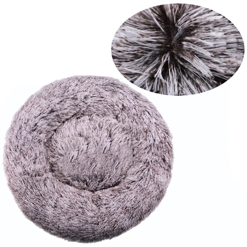 Round Plush Pet Bed (40–90cm) – Ultra-Soft Donut Bed for Cats & Medium to Large Dogs
