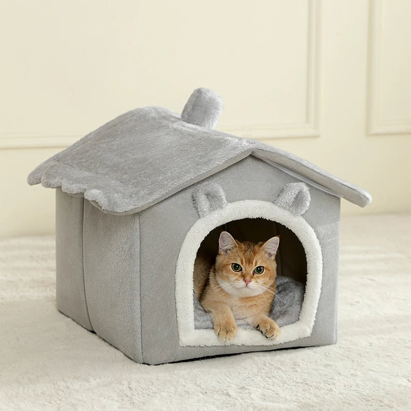 Foldable Pet House Removable Washable Cat House & Puppy Cave Sofa Pet Bed