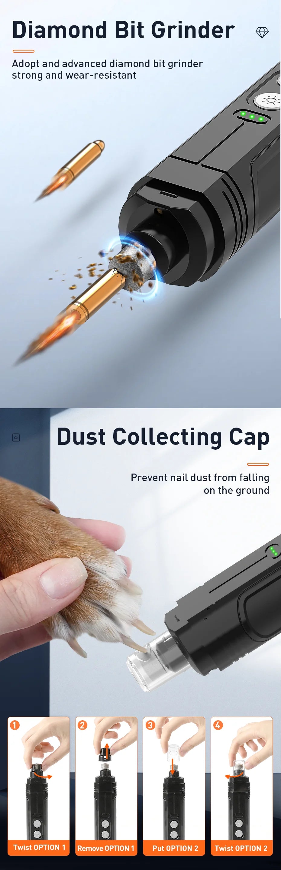 ROJECO P3 Electric Pet Nail Grinder