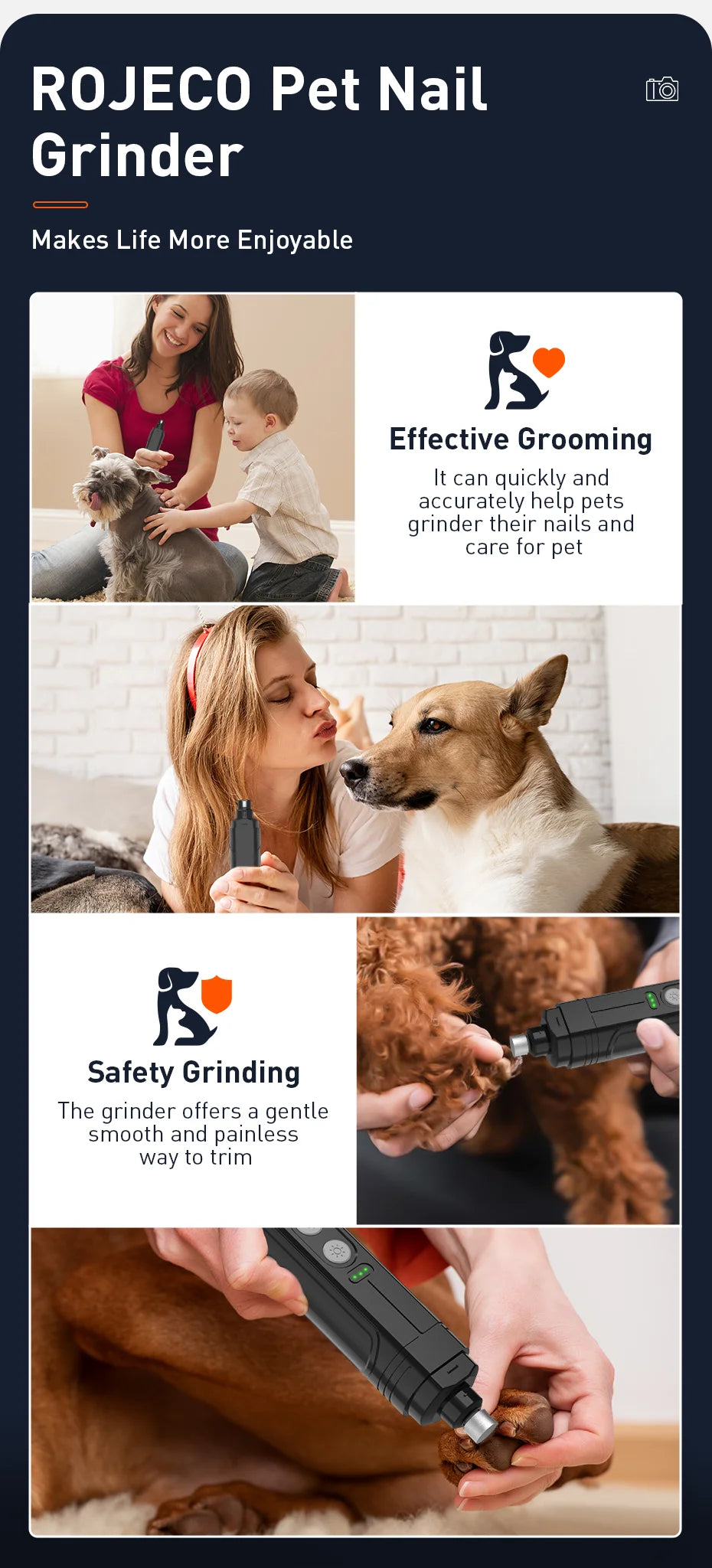 ROJECO P3 Electric Pet Nail Grinder