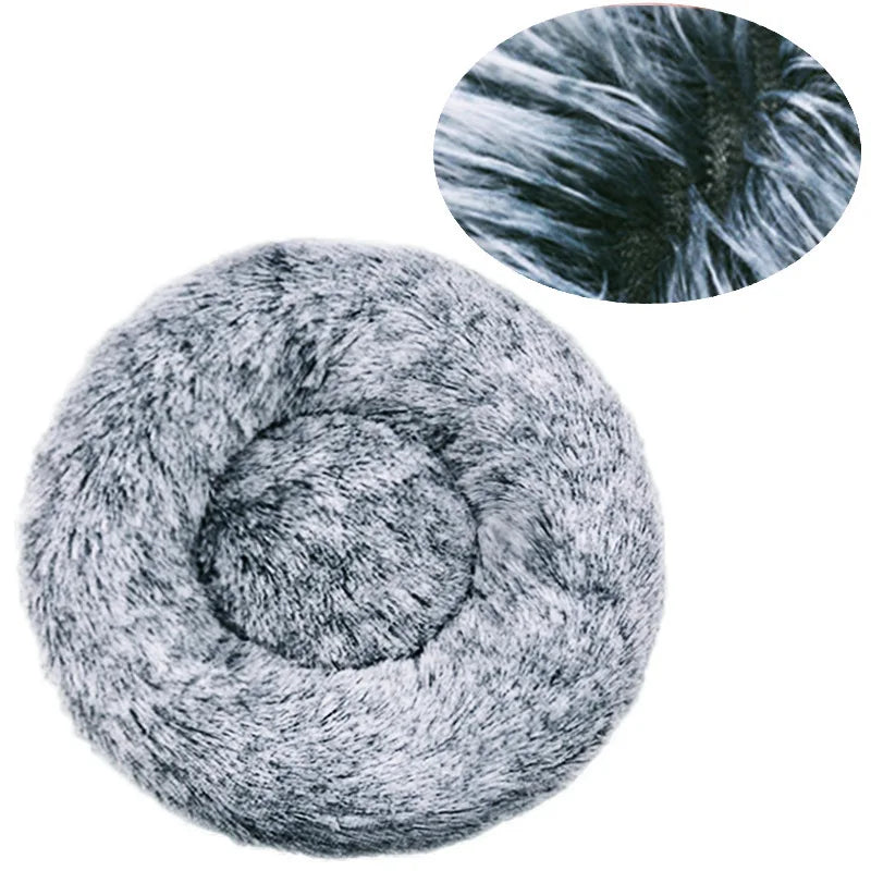 Round Plush Pet Bed (40–90cm) – Ultra-Soft Donut Bed for Cats & Medium to Large Dogs