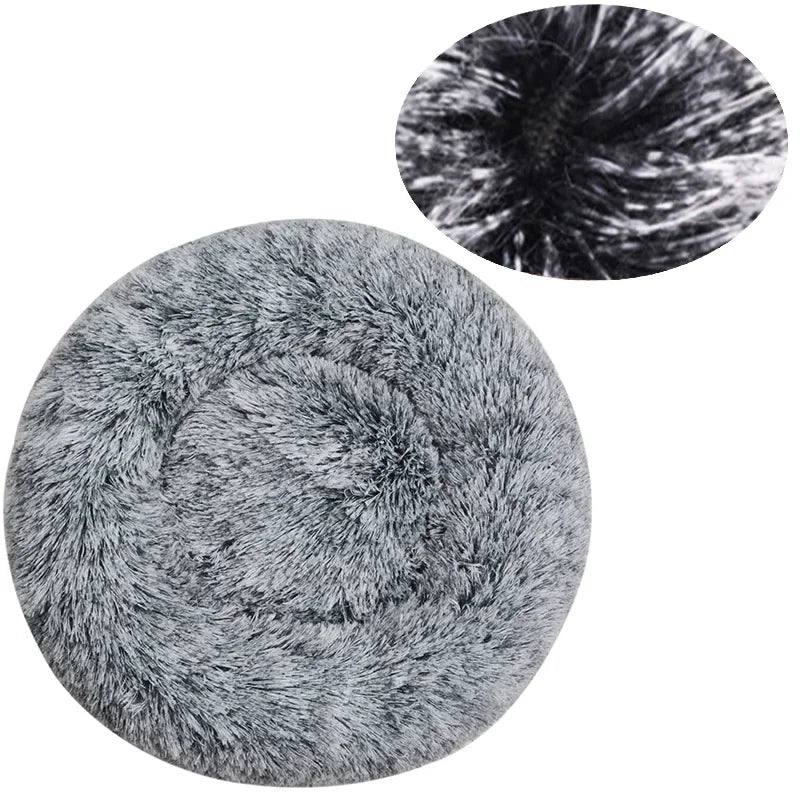 Round Plush Pet Bed (40–90cm) – Ultra-Soft Donut Bed for Cats & Medium to Large Dogs