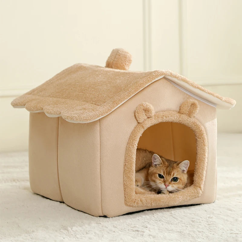 Foldable Pet House Removable Washable Cat House & Puppy Cave Sofa Pet Bed