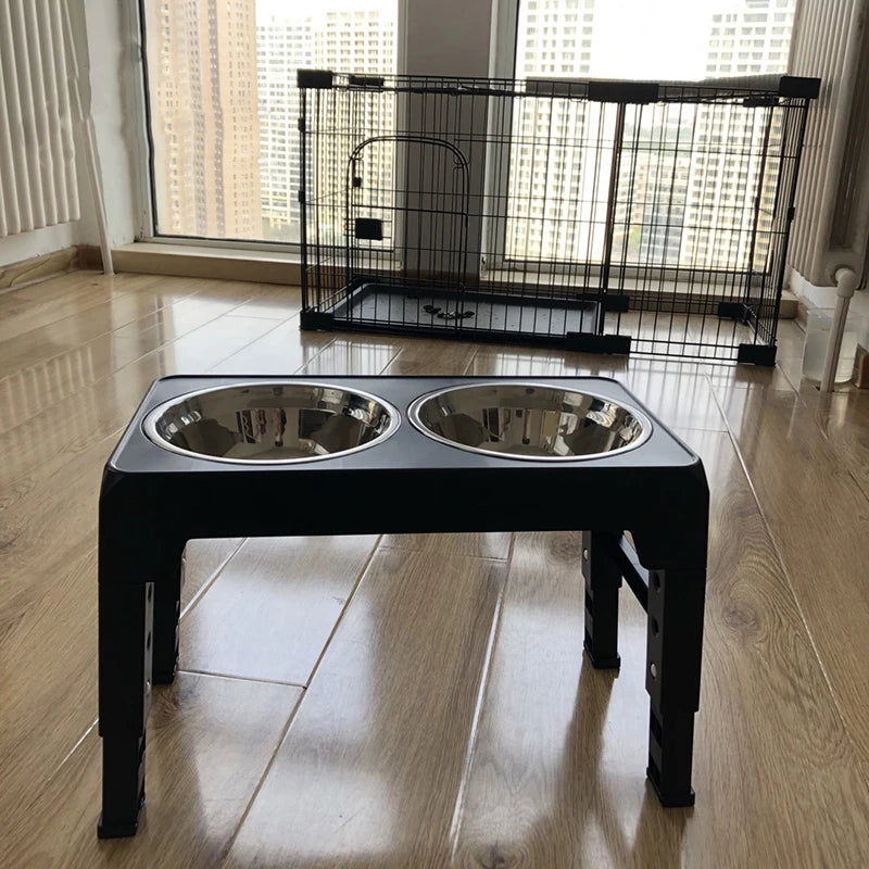 Adjustable Elevated Dog Feeder – Dual Stainless Steel Bowls, Ergonomic Design for Large Breeds