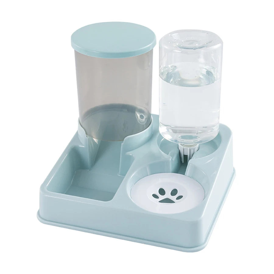 Automatic Cat Feeder Water Dispenser Set, 2 In 1 Tilted Automatic Pet Food Feeder