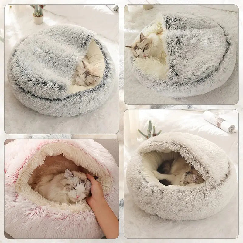 Cat & Small Dogs kitten Bed Pet Mattress Warm Soft Plush Pet Bed with Cover Round