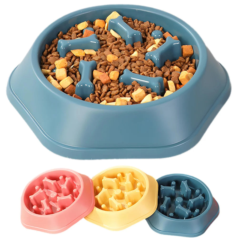 Slow Feeder Dog Bowl – Anti-Gulp Design with Bone Maze