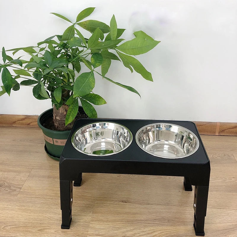 Adjustable Elevated Dog Feeder – Dual Stainless Steel Bowls, Ergonomic Design for Large Breeds