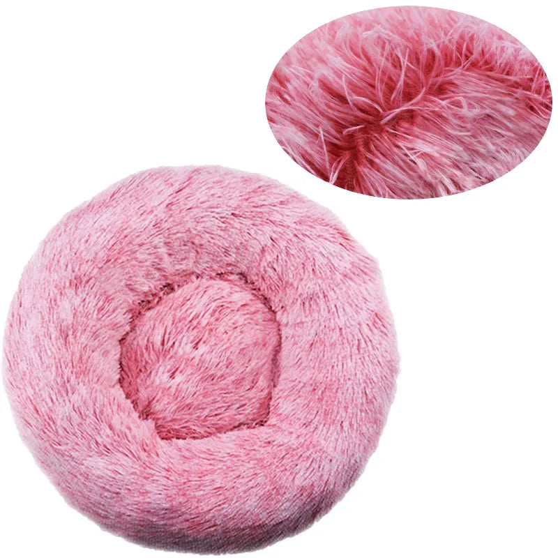 Round Plush Pet Bed (40–90cm) – Ultra-Soft Donut Bed for Cats & Medium to Large Dogs