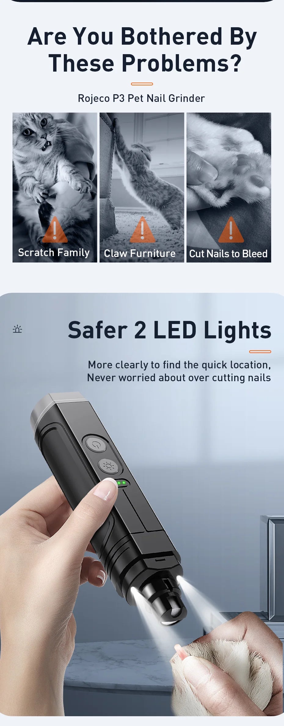 ROJECO P3 Electric Pet Nail Grinder