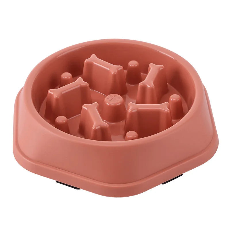 Slow Feeder Dog Bowl – Anti-Gulp Design with Bone Maze