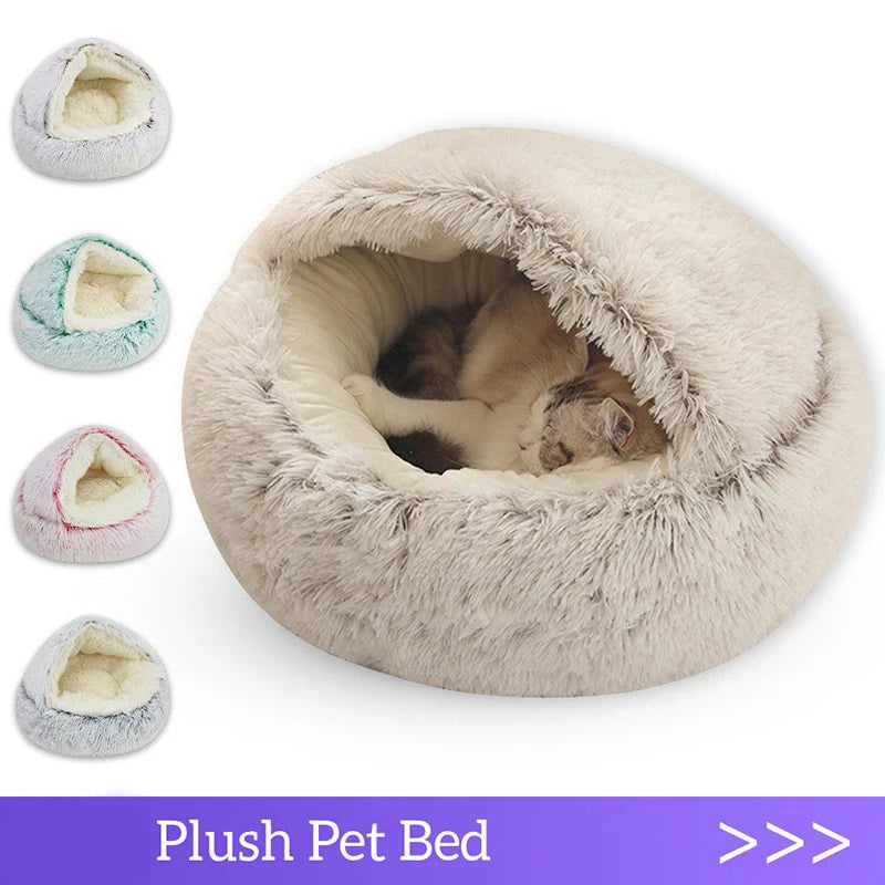 Cat & Small Dogs kitten Bed Pet Mattress Warm Soft Plush Pet Bed with Cover Round