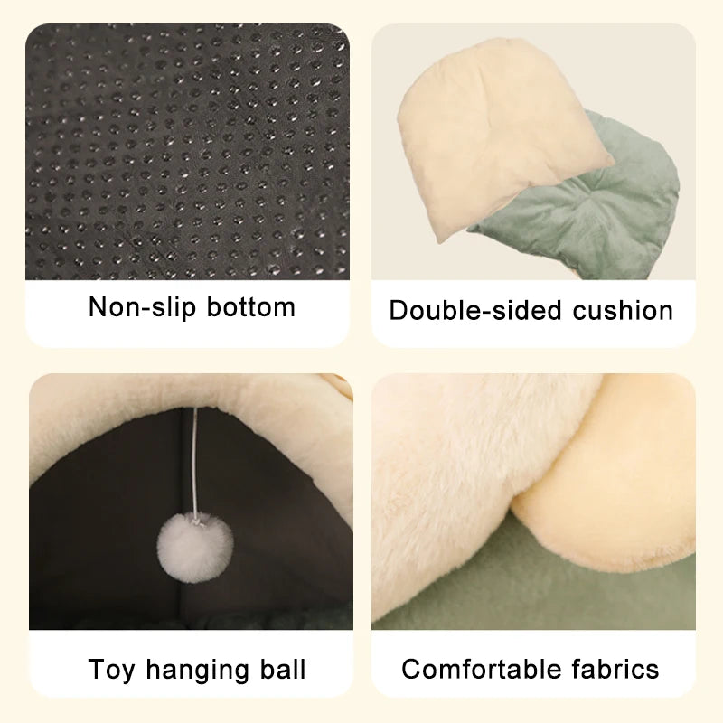 Deep Sleep Cat & Small Dog Bed Cartoon Pet Bed Foldable Removable Washable Pet Bed