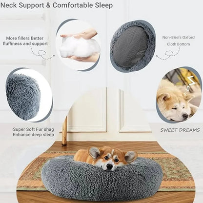 Round Plush Donut Pet Bed