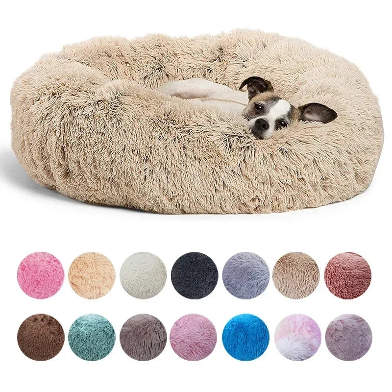 Round Plush Pet Bed (40–90cm) – Ultra-Soft Donut Bed for Cats & Medium to Large Dogs