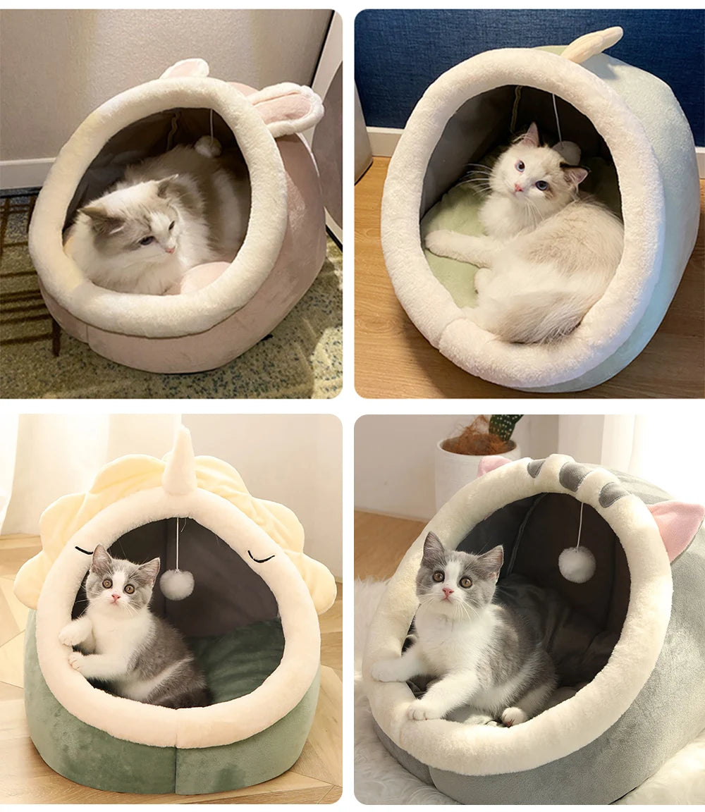 Deep Sleep Cat & Small Dog Bed Cartoon Pet Bed Foldable Removable Washable Pet Bed