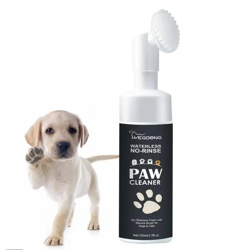 No-Rinse Pet Paw Foam Cleaner – 100ml with Silicone Scrubber