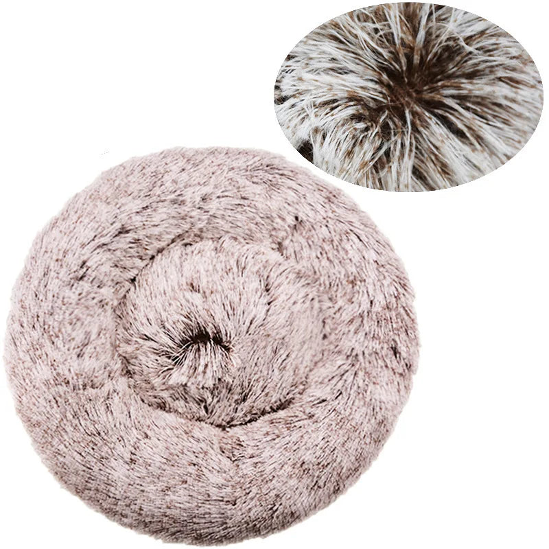 Round Plush Pet Bed (40–90cm) – Ultra-Soft Donut Bed for Cats & Medium to Large Dogs