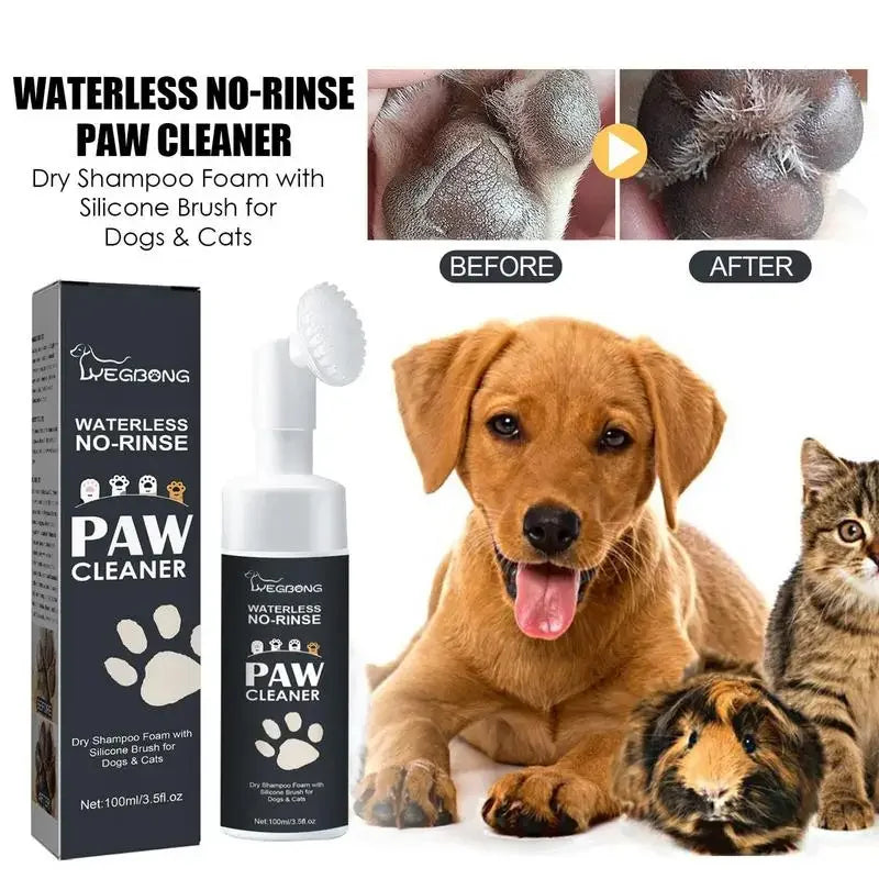 No-Rinse Pet Paw Foam Cleaner – 100ml with Silicone Scrubber