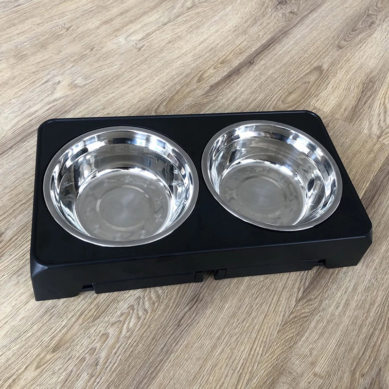 Adjustable Elevated Dog Feeder – Dual Stainless Steel Bowls, Ergonomic Design for Large Breeds