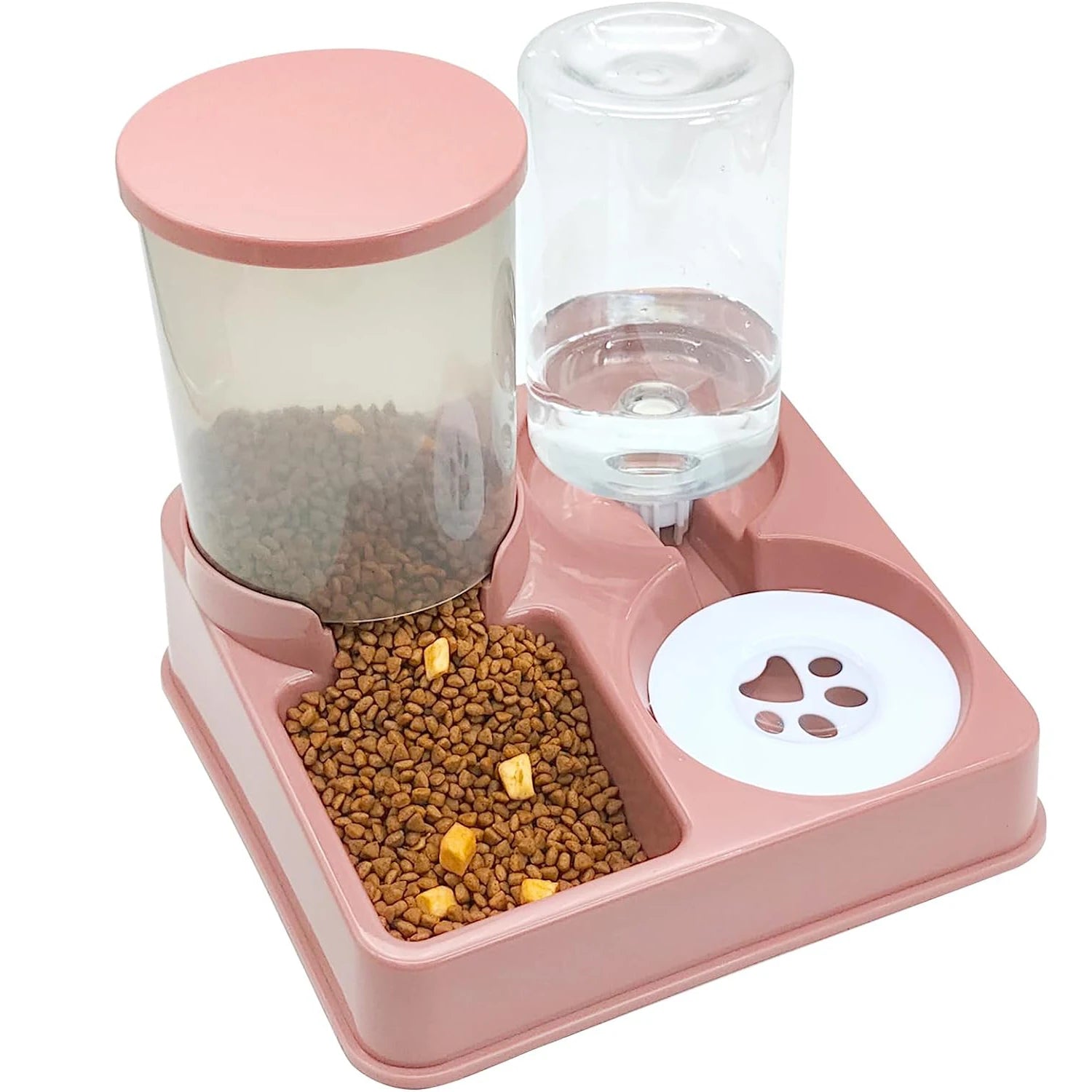 Automatic Cat Feeder Water Dispenser Set, 2 In 1 Tilted Automatic Pet Food Feeder