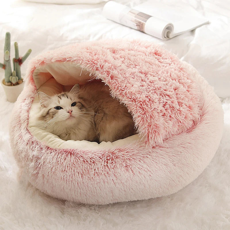 Cat & Small Dogs kitten Bed Pet Mattress Warm Soft Plush Pet Bed with Cover Round