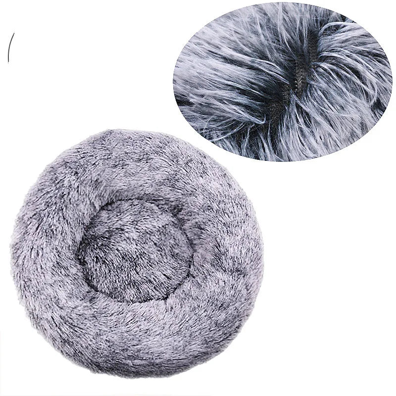 Round Plush Pet Bed (40–90cm) – Ultra-Soft Donut Bed for Cats & Medium to Large Dogs