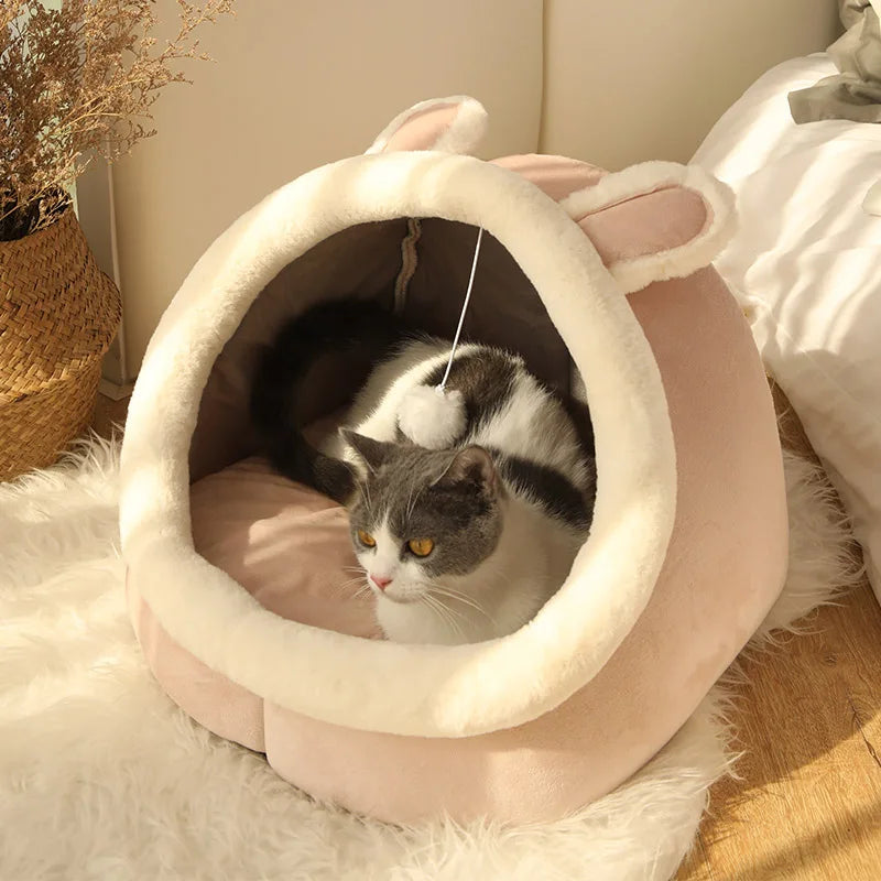 Deep Sleep Cat & Small Dog Bed Cartoon Pet Bed Foldable Removable Washable Pet Bed