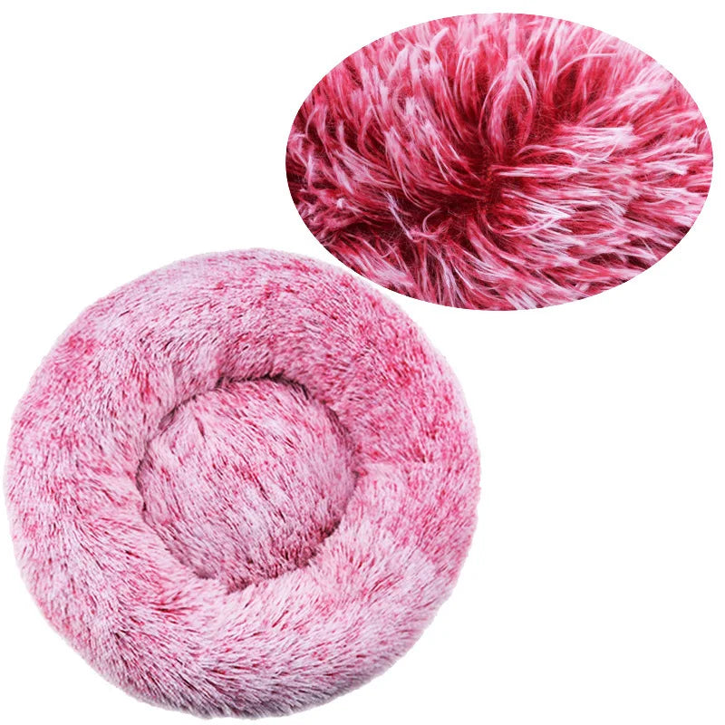 Round Plush Pet Bed (40–90cm) – Ultra-Soft Donut Bed for Cats & Medium to Large Dogs
