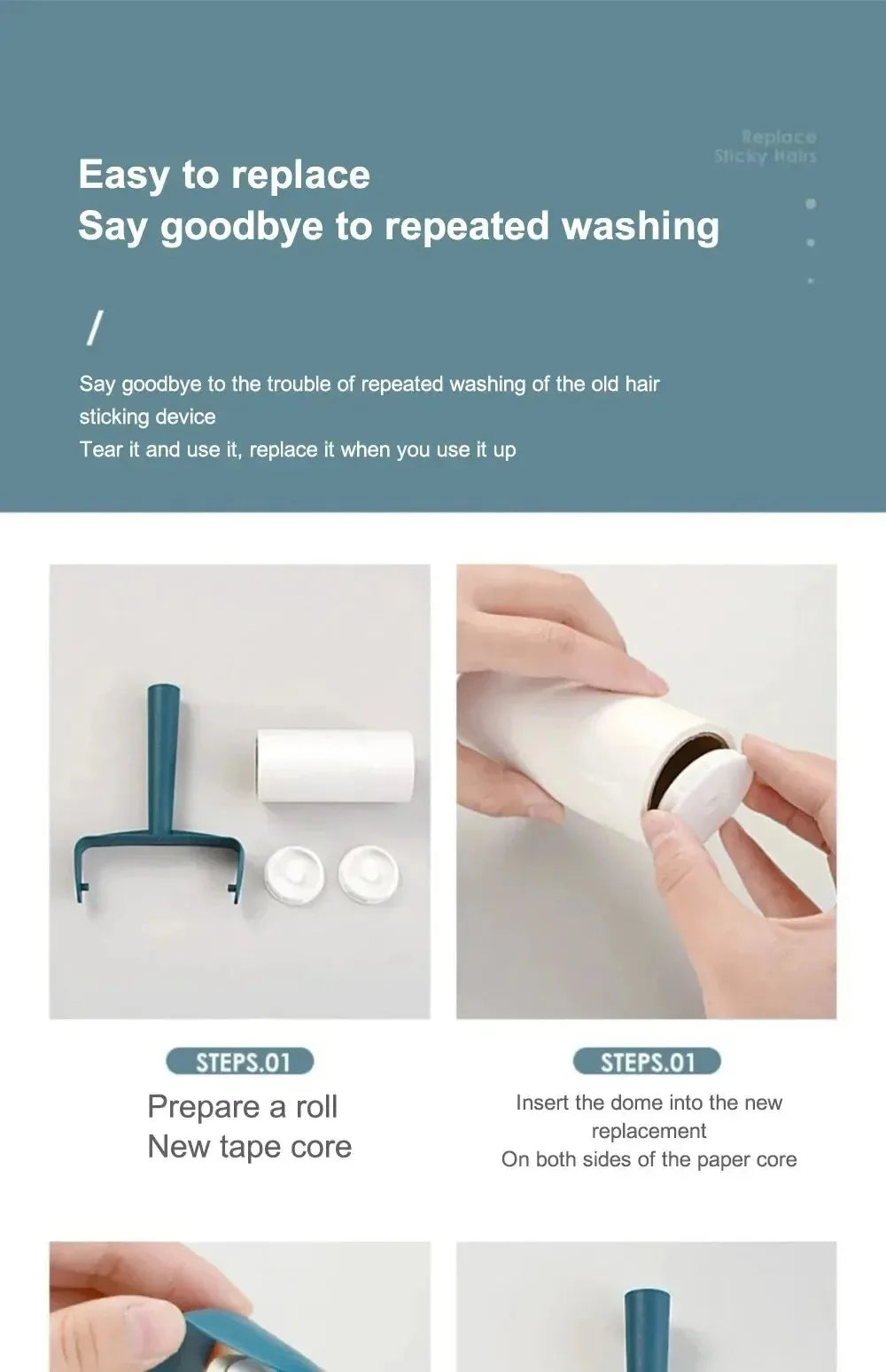 Easy-Tear Adhesive Roller Brush