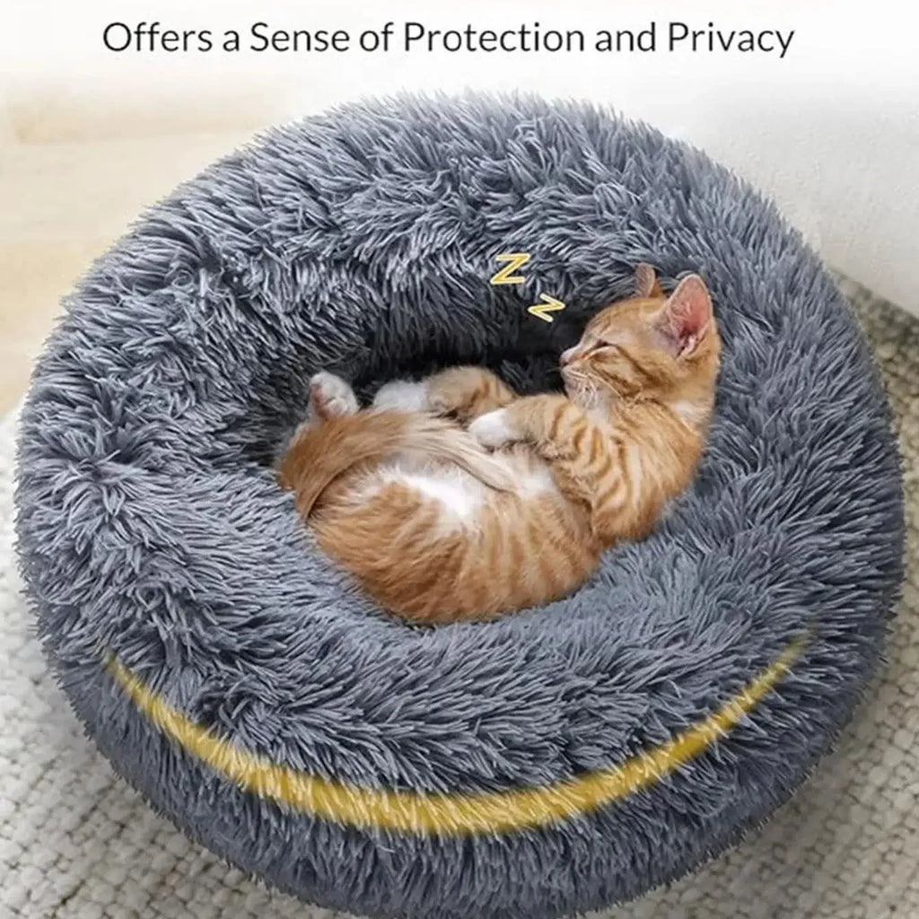 Round Plush Pet Bed (40–90cm) – Ultra-Soft Donut Bed for Cats & Medium to Large Dogs