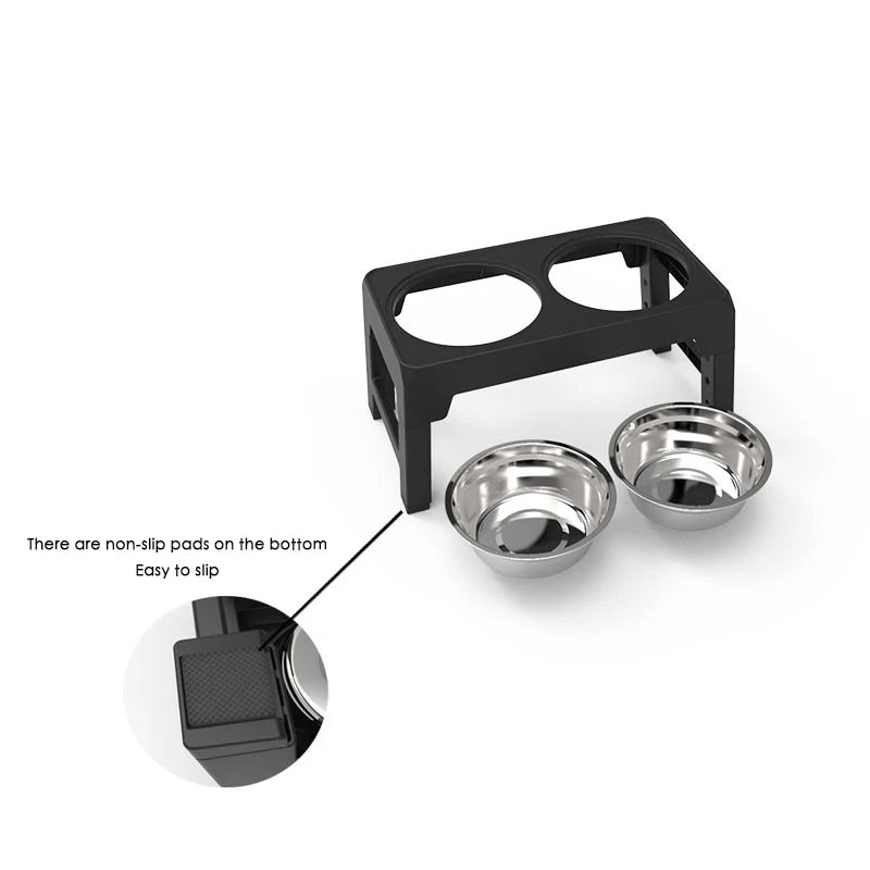 Adjustable Elevated Dog Feeder – Dual Stainless Steel Bowls, Ergonomic Design for Large Breeds